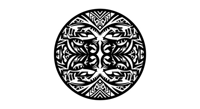 Intricate black and white circular design.