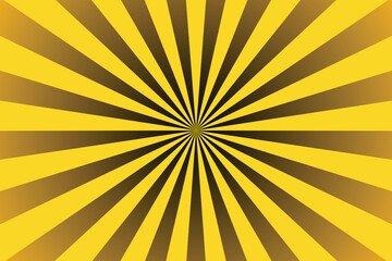 Obraz premium Yellow and brown retro sunburst radial stripe pattern background. Bold vintage rays design with warm golden tones. Great for posters, banners, and retro-themed graphic projects. 
