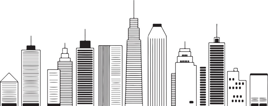 skyline urban outline vector of downtown towers and rooflines
