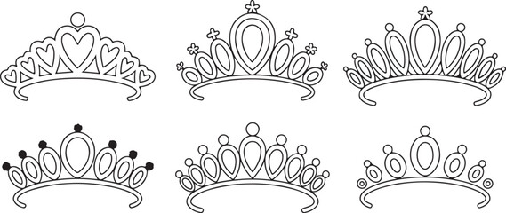 tiara decorative crown motifs hearts gems floral ornaments © AIcon Star