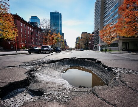 large pothole in montreal canada