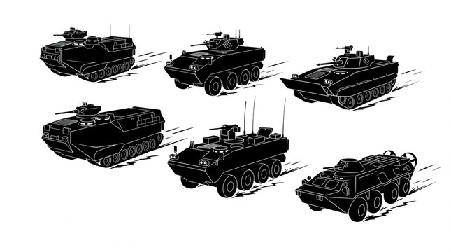 Six Black Stealth Fighter Jet Silhouettes in V-Formation &ndash; Cinematic Arc, Motion Blur on Afterburners