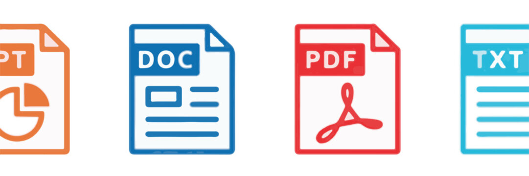 Document File Icons PPT DOC PDF TXT vector simple