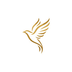 Elegant Gold Bird Silhouette Illustration Representing Freedom and Graceful Flight  © SYEDAALISHA