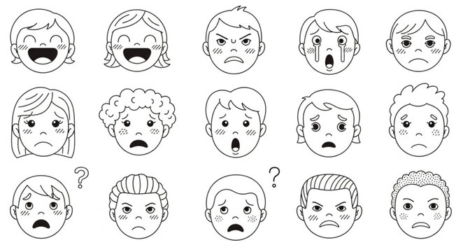 Various Cartoon Facial Expressions.
