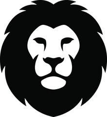 Fototapeta premium Minimalist black and white lion head vector logo design.