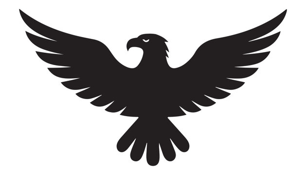 Silhouette of an eagle with outstretched wings silhouette predator strength wildlife heraldry majestic graceful illustration minimalist