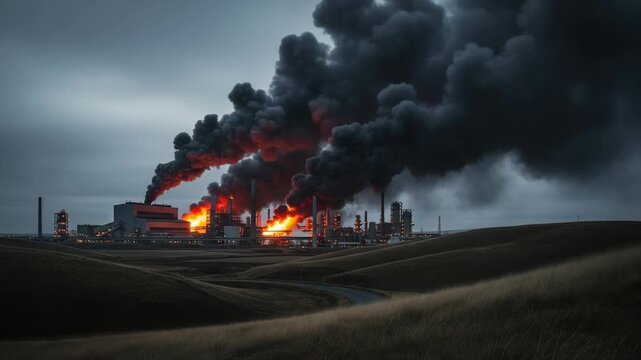 Industrial plant with heavy smoke emissions