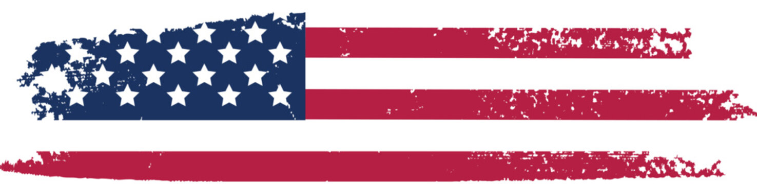Grunge distressed American flag vector illustration. Vintage worn USA national banner with scratch texture design. Patriotic retro graphic for independence and memorial use.
