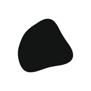 Black organic blob shape isolated on white background minimalist graphic element