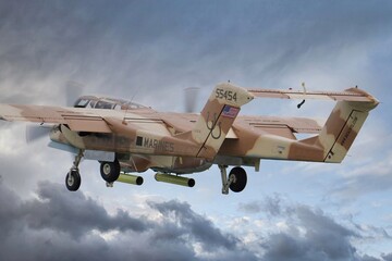 Fototapeta premium North American OV-10 Bronco décollage vue arrière