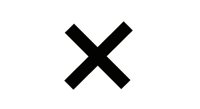 Vector illustration of black cross mark icon on a transparent background