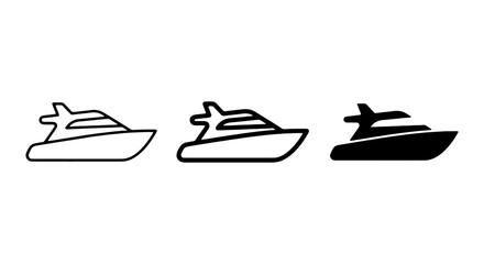 Yacht Icons: Outline, Filled, Silhouette Vector Graphics for Luxury Travel and Marine Themes © ZARA
