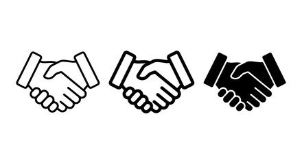 Obraz premium Handshake Icons Set: Agreement, Partnership, Trust, Business Deal, Collaboration, Success, Vector Graphics