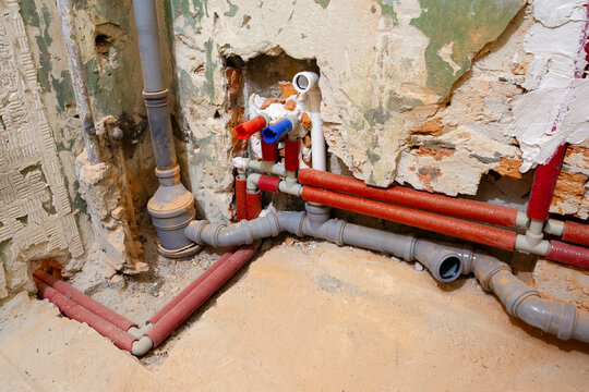 Installation of new plumbing, new water and sewer pipes.