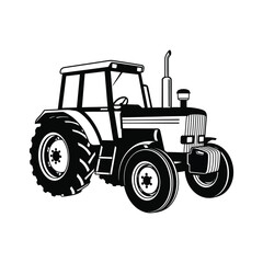 Obraz premium Tractor silhouette on a white background vintage farm machinery illustration