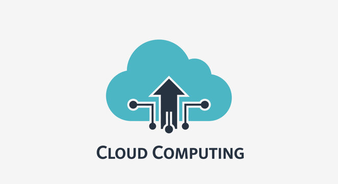 Cloud computing technology service logo icon.