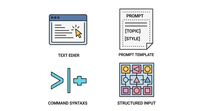 Colorful icons for coding and programming.
