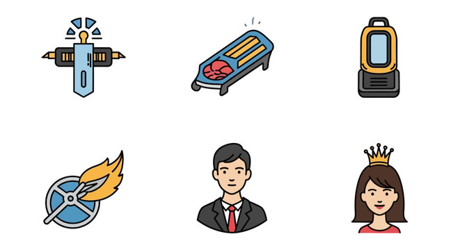 Businessman Woman King Crown Icons.