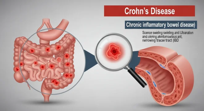 Crohns Disease Infographic Showing Chronic Inflammatory Bowel Disease