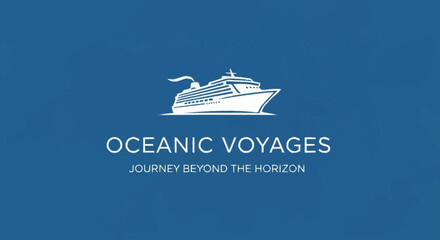 Minimalist cruise ship silhouette on a textured blue background for ocean journey and luxury travel vacation theme © aninurkha