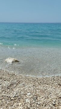 Albanian Riviera view in summer. Borsh beach in Vlore County, Albania. Sunny weather.
