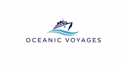 Fototapeta premium Minimalist cruise ship icon with abstract ocean waves for travel design