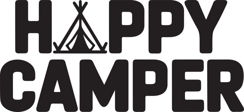 Happy Camper Typography Camping Vector Design