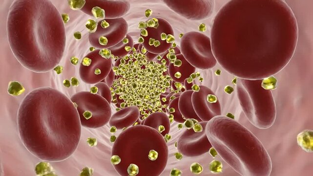 Excessive glucose molecules crowding the bloodstream