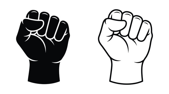 raised fist silhouette and outline on white background high quality professional detailed modern