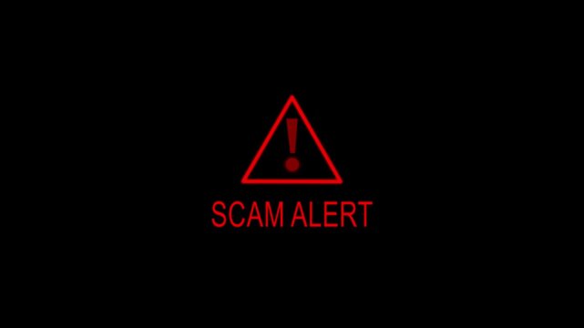 Scam alert symbol, showing digital scam fraud alert and spam alert risk template animation. Cybersecurity risks and system vulnerabilities digital data protection cyber