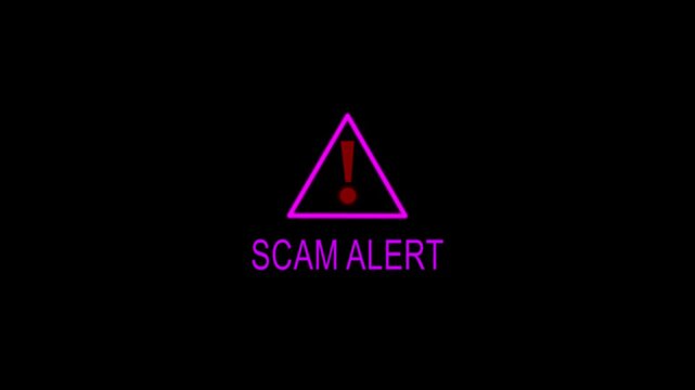 Scam alert symbol, showing digital scam fraud alert and spam alert risk template animation. Cybersecurity risks and system vulnerabilities digital data protection cyber