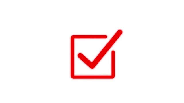 Animated red check mark icon. right check mark icon transparent Motion graphic of concept white background. animation 4k video