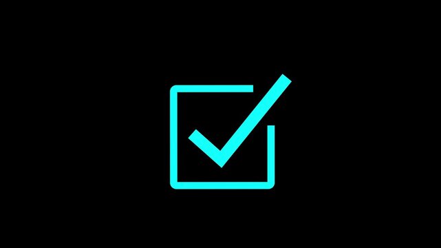 Animated syn check mark icon. right check mark icon transparent Motion graphic of concept black background. animation 4k video