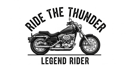 Vintage Motorcycle Ride The Thunder Legend Rider Graphic. © Box