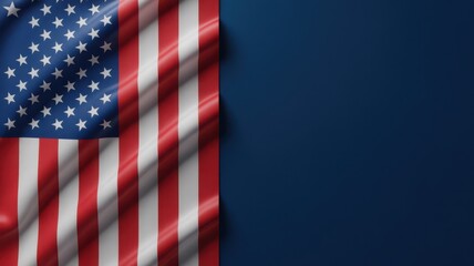 Fototapeta premium American flag waving in windy outdoor setting