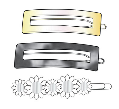 French barrettes vector mockup template technical flat design.