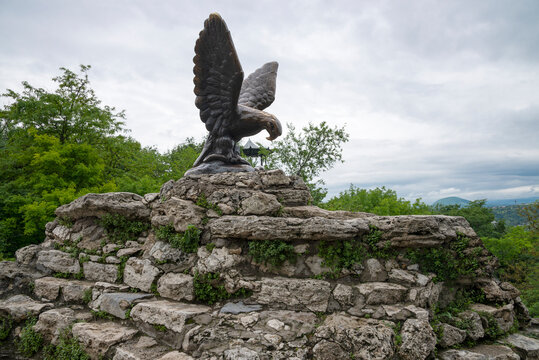 PYATIGORSK, RUSSIA - JUNE 07, 2023: Sculpture "Eagle tormenting a snake". Symbol of Pyatigorsk, Stavropol Territory