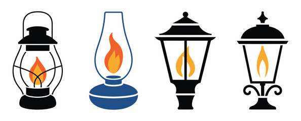 Gas lamp line art abstract smooth color vector, classic lamp lighting symbol, decorative street light illustration ©  MUNNA 1