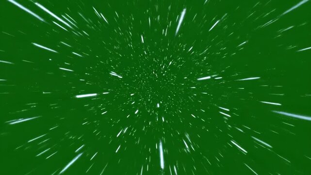 Green Screen White Light Streaks Warp Speed Hyperspace Jump