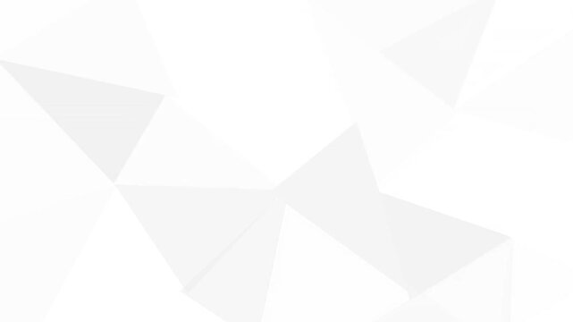 Minimal Abstract Low Poly Gray White Geometric Background Animation. Soft Gray Polygon Shapes And Clean  Surfaces In A Modern Seamless Composition. Elegant and Corporate Presentations Backdrop. 