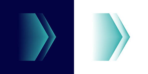 A glowing blue arrow with a fast-moving effect and multi-layered light trails against a dark background. A vector speed effect for interface, technology and transport design. © A_stock