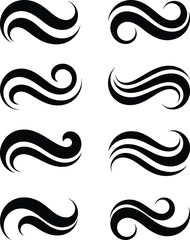 Fototapeta premium Variety of black decorative swirls and curves collection with decorative design