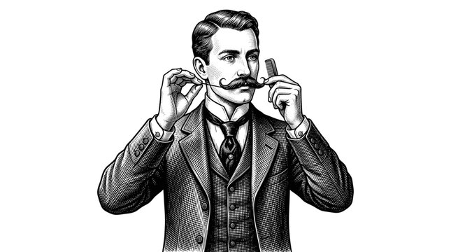 Victorian Man Styling Mustache