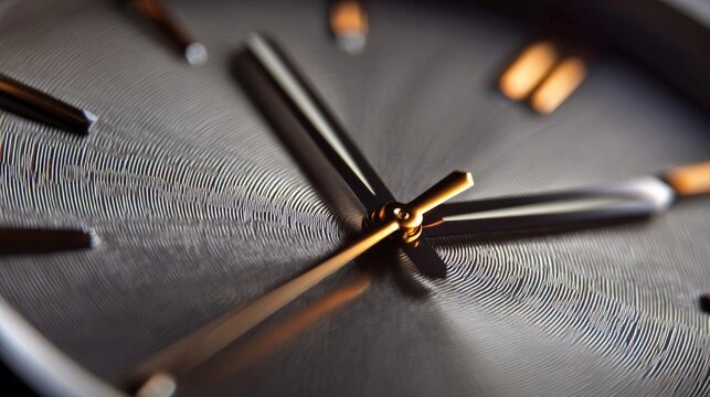 Close-up of a luxury watch face with intricate metallic texture and golden hands, emphasizing precision and craftsmanship.