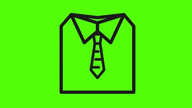Animated dress shirt and necktie drawing on green screen background business corporate attire clothing fashion menswear garment clothes design element for office job work interview style smart concept