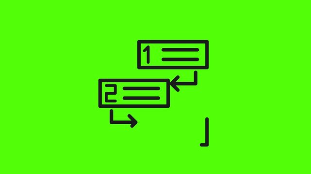 Animated process steps diagram drawing on green screen background business flowchart presentation infographic elements linear sequence strategy planning workflow concepts graphic motion projects loops