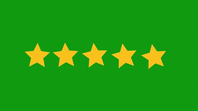 Five Star Rating Gold Floating Review Overlay Transparent Background 4K Video