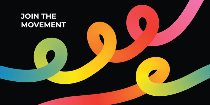 Join The Movement Text with Colorful Gradient Ribbons