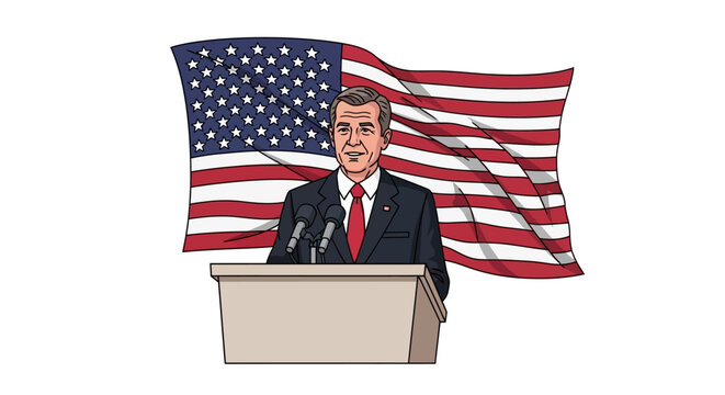 Politician Speaking at a Podium.